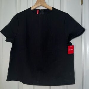 SPANX Women’s The Perfect Funnel Top CrewNeck Short Sleeve Back Zip Size Medium